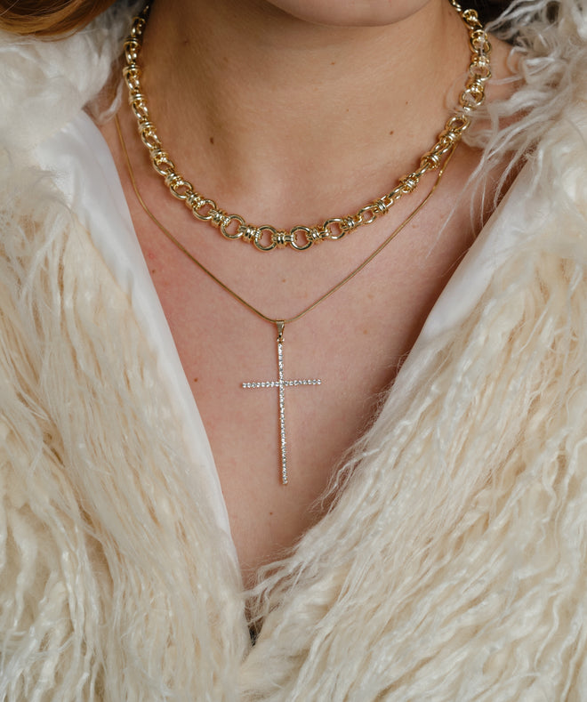 Nara- Large Cross Pendant Necklace