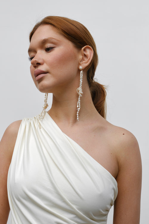 Adelina- Knotted Seed Pearl Statement Earrings