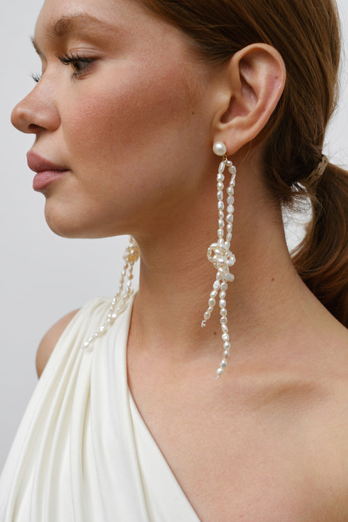 Adelina- Knotted Seed Pearl Statement Earrings