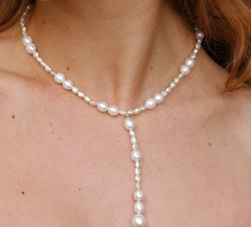 Elaine- Bubble Pearl Y-Lariat Necklace