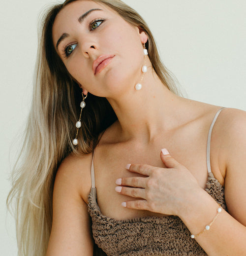 Cyrus- Three Pearl Drop Earring