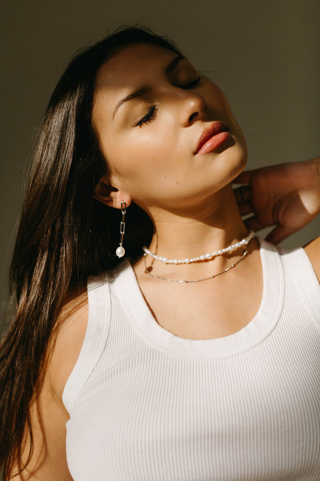 Layton- Silver Paperclip Drop Earring