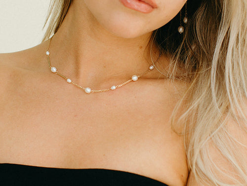 Blair- Pearl Curb chain necklace