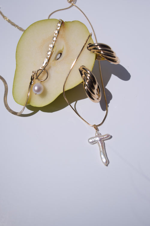 Kendall- Pearl Cross Necklace