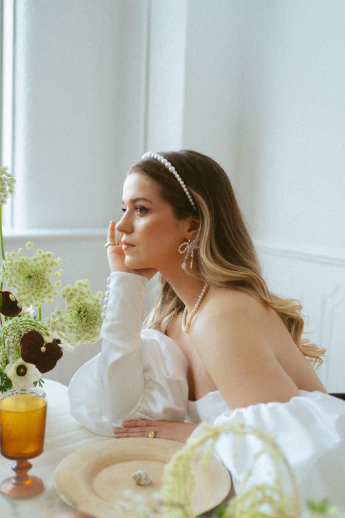 Vella- Pearl Bow Earrings