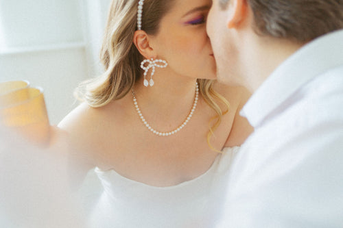 Vella- Pearl Bow Earrings