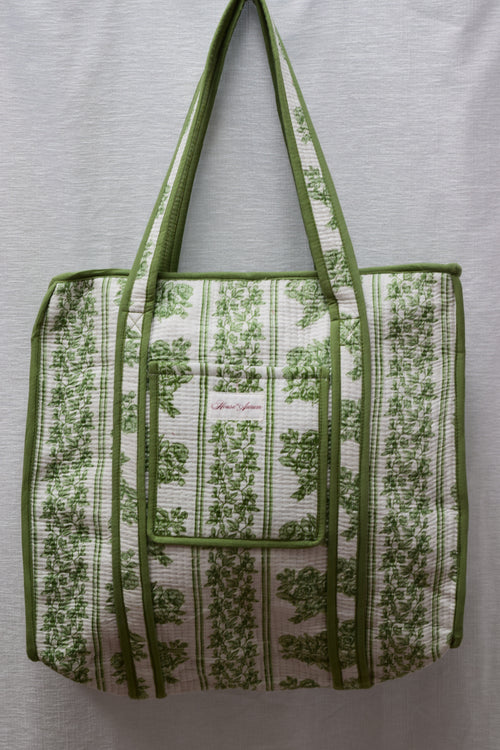 GREEN FLORAL TOTE