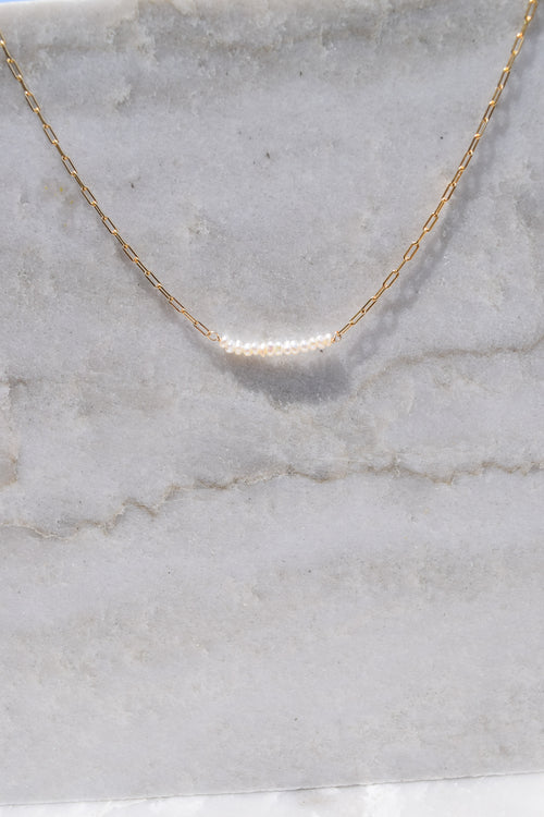 Mauv- Seed Pearl Bar Necklace
