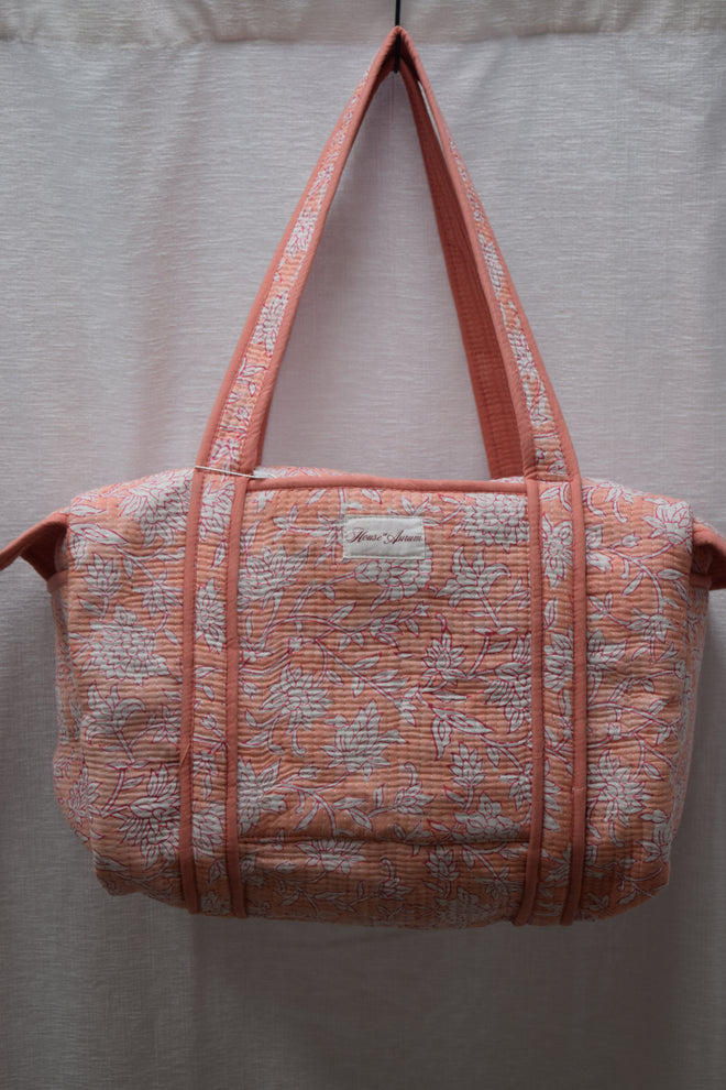 LIGHT PINK FLORAL MEDIUM DUFFLE