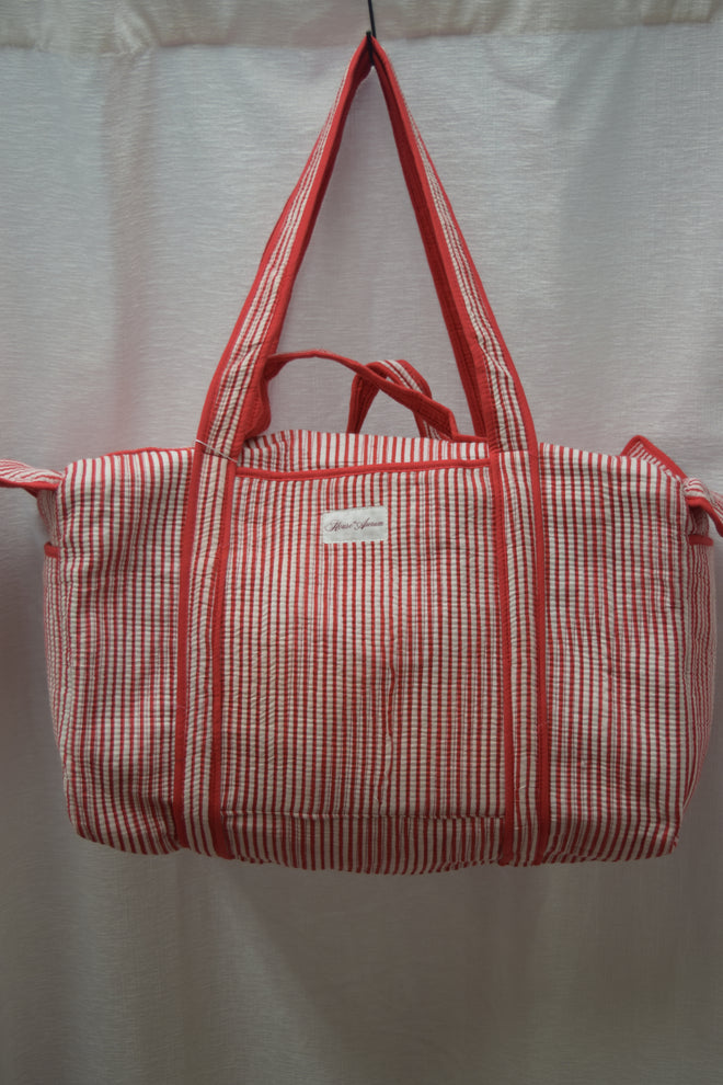 RED WHITE STRIPE DUFFLE