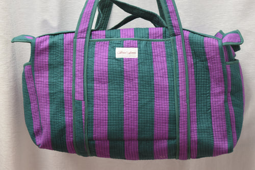 DARK GREEN PURPLE STRIPE DUFFLE