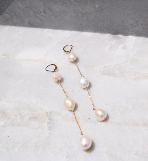 Cyrus- Three Pearl Drop Earring