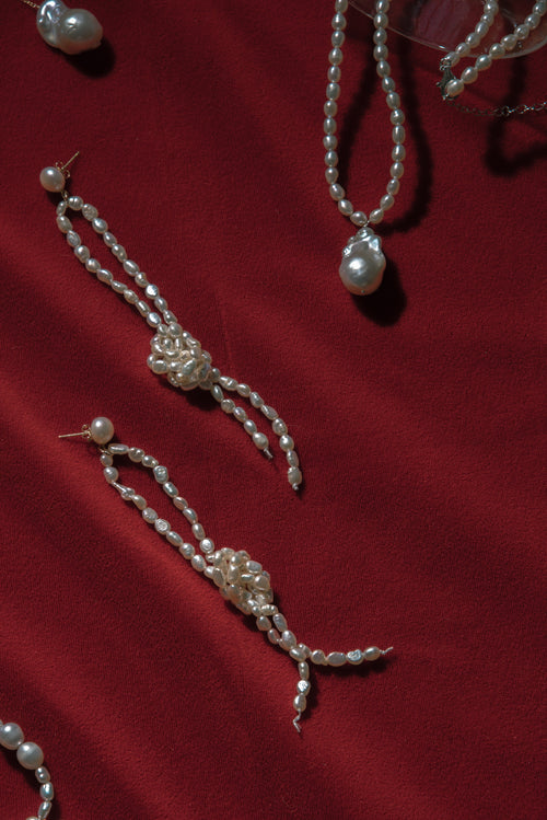 Adelina- Knotted Seed Pearl Statement Earrings