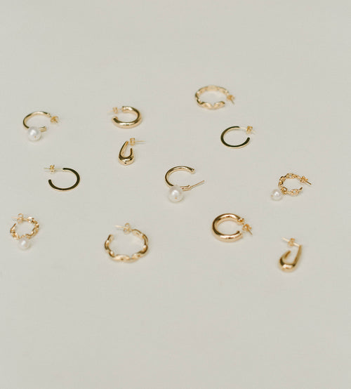 Brandi- Beaded Pearl Drop Hoop