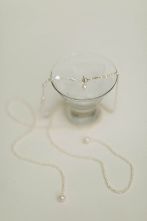 Jay- Half Pearl + Chain Necklace