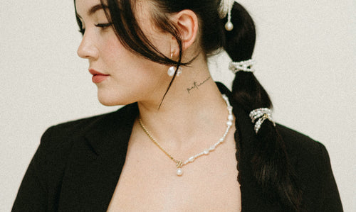 Jay- Half Pearl + Chain Necklace
