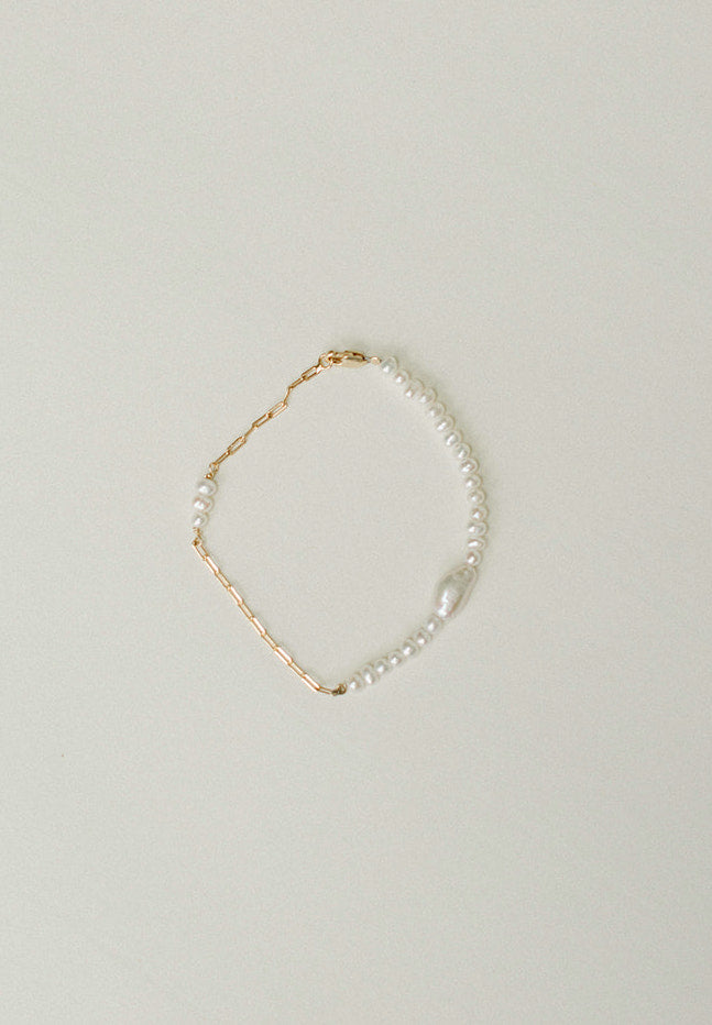 Paperclip + Pearl "Duo" Bracelet