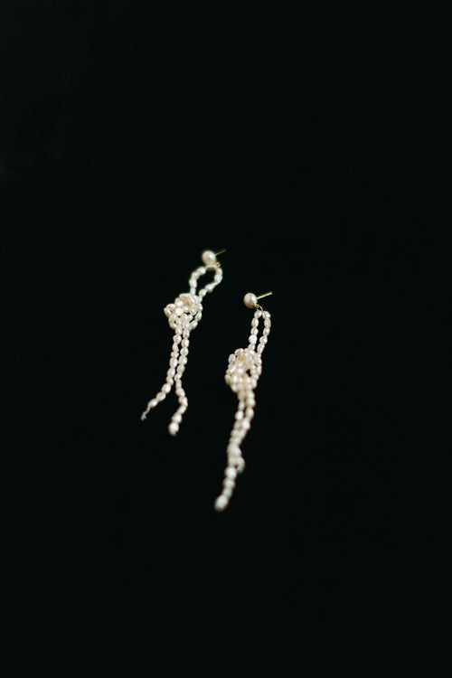 Adelina- Knotted Seed Pearl Statement Earrings