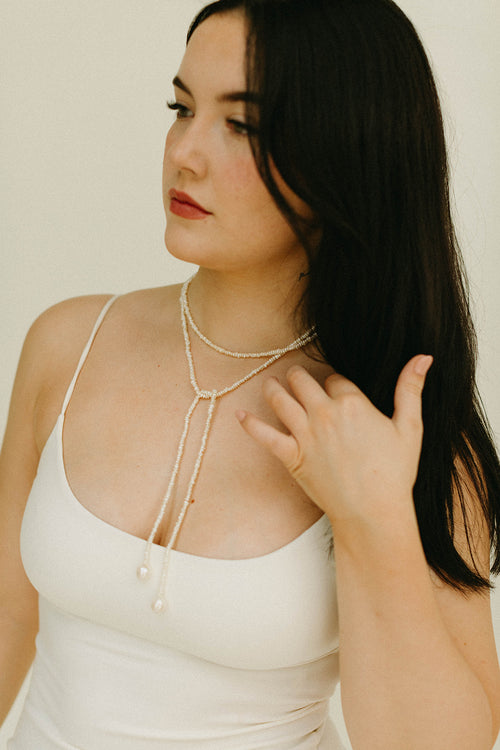 Savi- Full Pearl Wrap Lariat