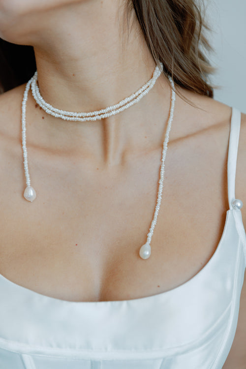 Savi- Full Pearl Wrap Lariat
