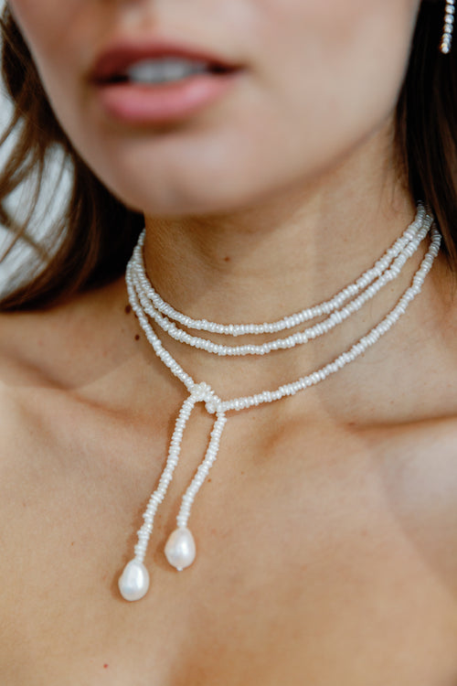 Savi- Full Pearl Wrap Lariat