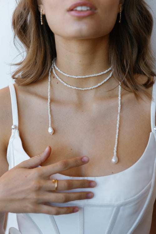 Savi- Full Pearl Wrap Lariat