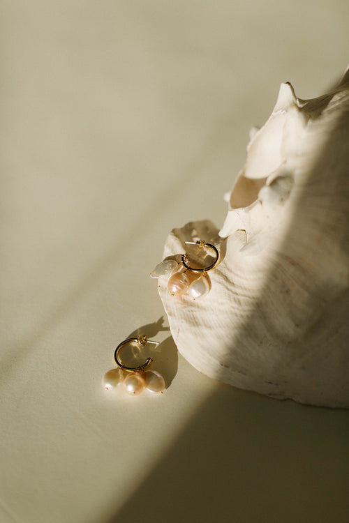 Bobbi- Pearl Cluster Hoops