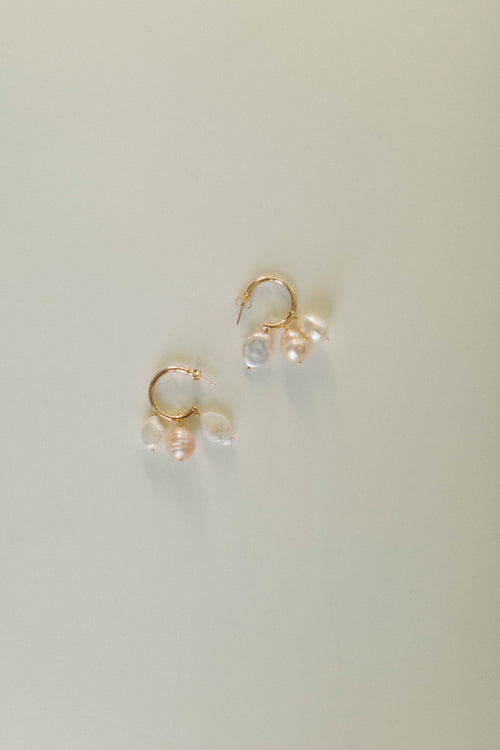 Bobbi- Pearl Cluster Hoops