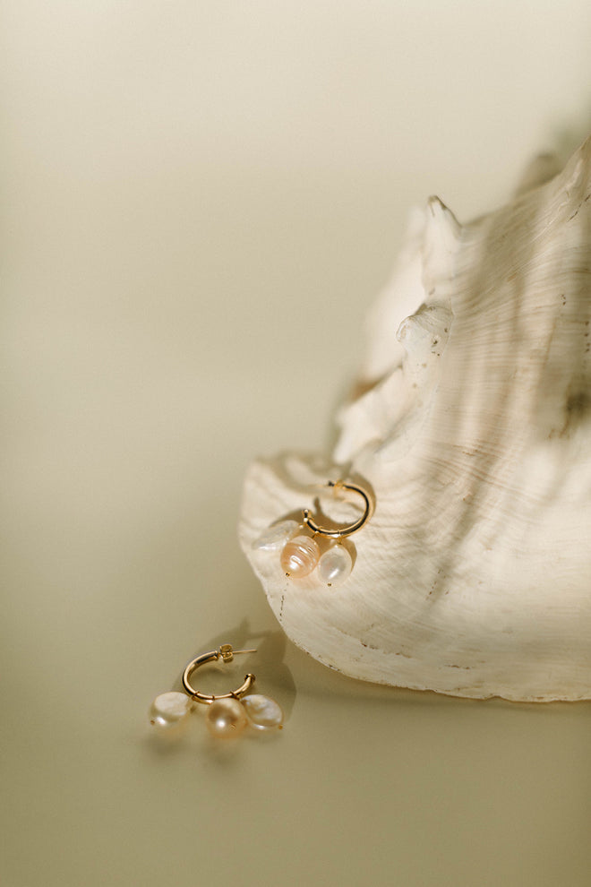 Bobbi- Pearl Cluster Hoops