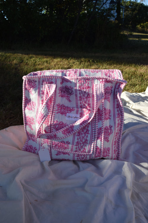 PINK FLORAL TOTE