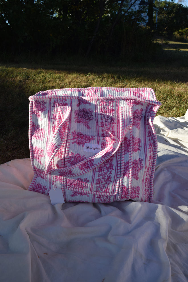 PINK FLORAL TOTE