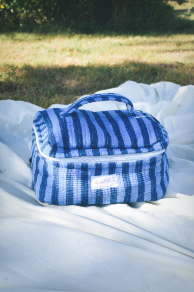 BLUE STRIPE VANITY CASE