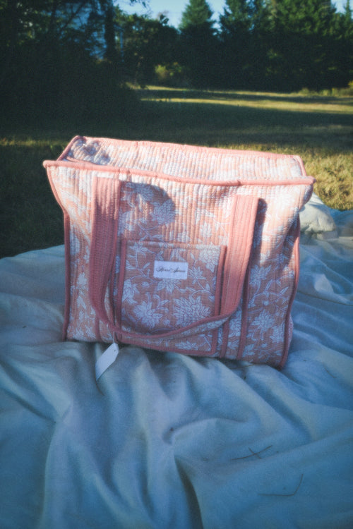 LIGHT PINK FLORAL TOTE
