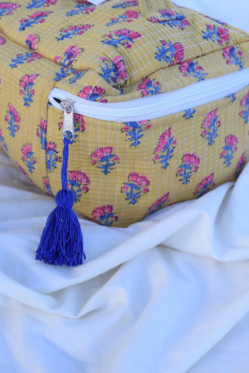 MUSTARD FLORAL VANITY CASE