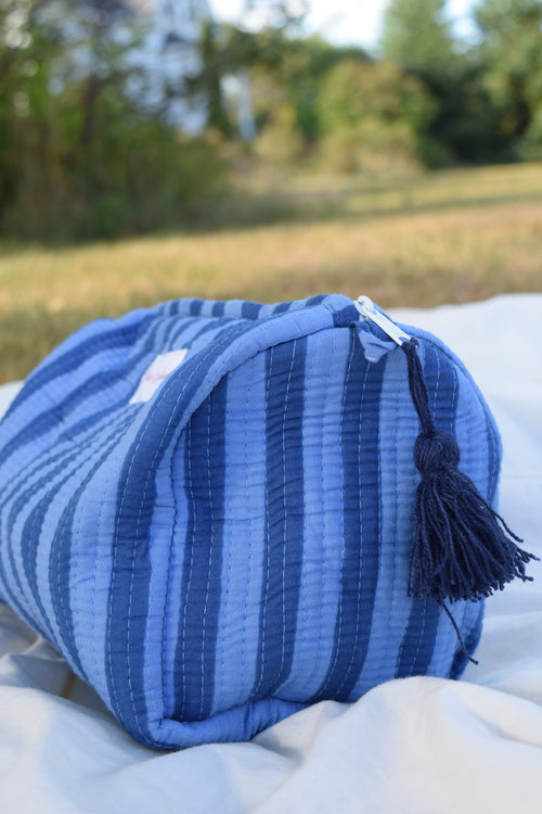 BLUE STRIPE COSMETIC CASE