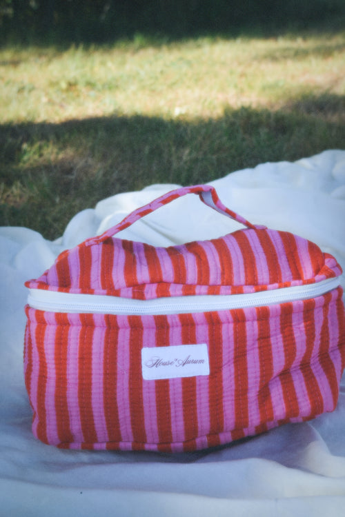 PINK STRIPE VANITY CASE