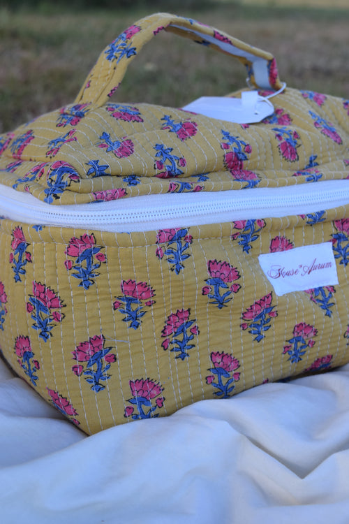 MUSTARD FLORAL VANITY CASE