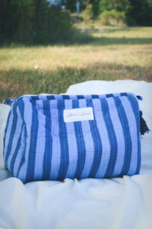 BLUE STRIPE COSMETIC CASE