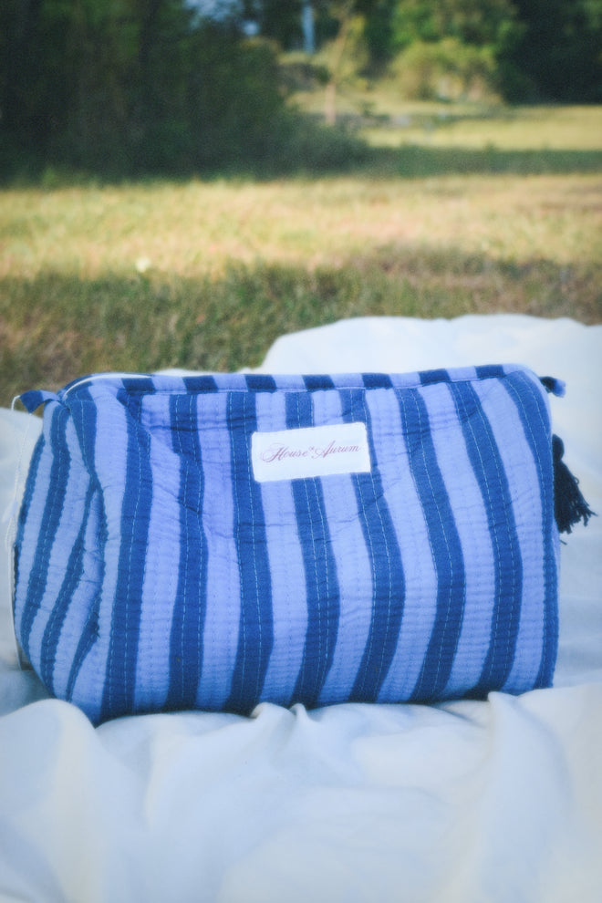 BLUE STRIPE COSMETIC CASE