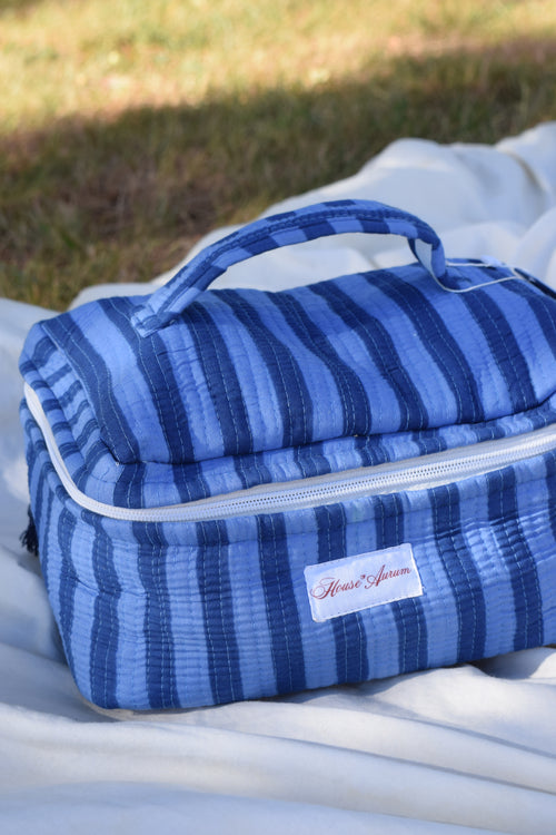 BLUE STRIPE VANITY CASE