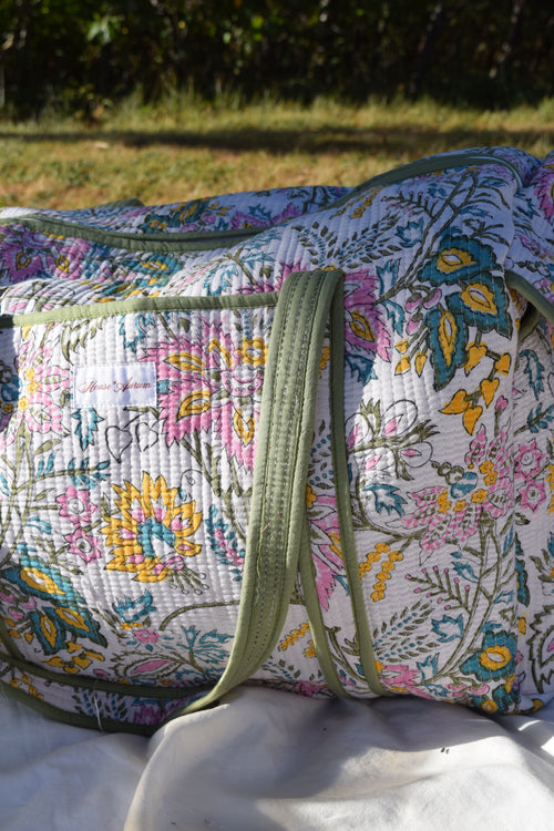 GREEN FLORAL DUFFLE
