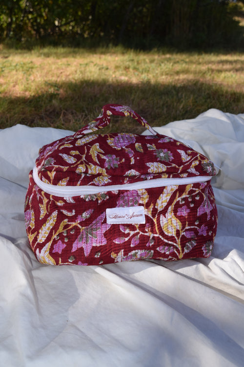 BURGUNDY FLORAL VANITY CASE