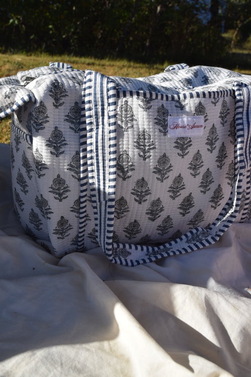 GREY FLORAL MINI DUFFLE