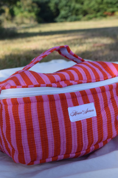 PINK STRIPE VANITY CASE