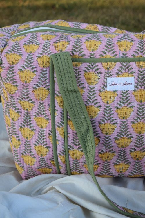 PINK GREEN FLORAL DUFFLE