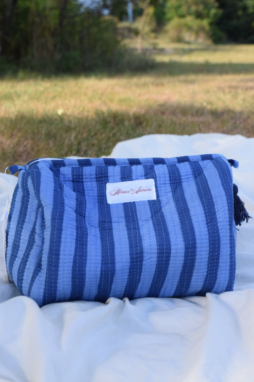 BLUE STRIPE COSMETIC CASE