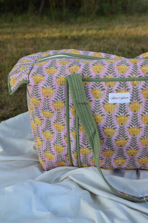PINK GREEN FLORAL DUFFLE