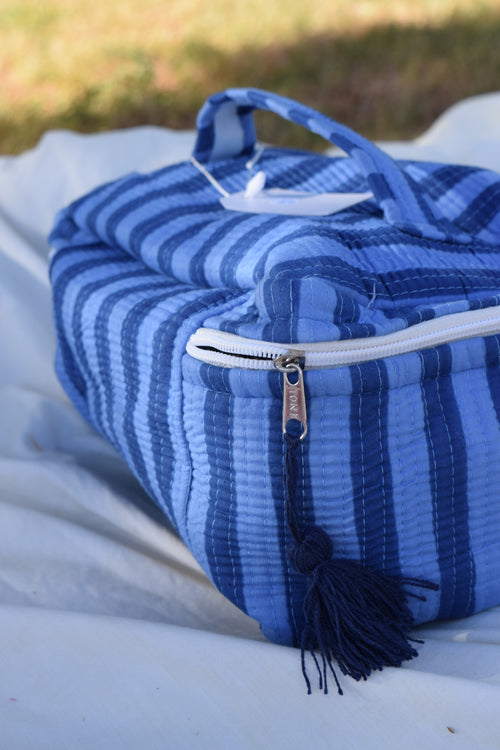 BLUE STRIPE VANITY CASE