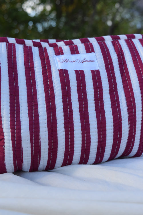 BURGUNDY STRIPE COSMETIC CASE