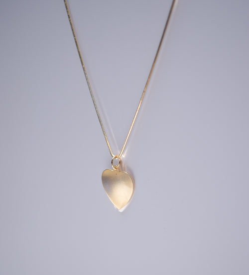 Amor- Flat Gold Fill Heart Charm